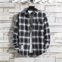 Plaid Shirt Men's Long-Sleeved Korean Loose Trend Hong Kong Style Handsome Japanese Couple Casual Jacket